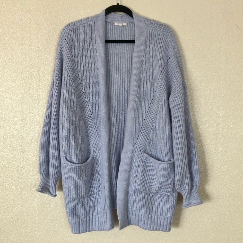 Maurices Ribbed Knit Baby Blue Open Front Sweater, 2X